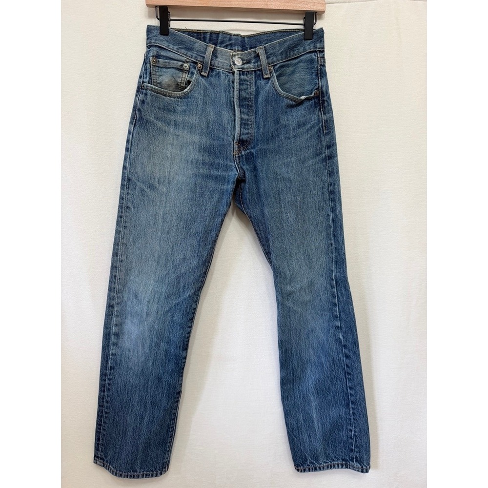 Levis 501 Original Fit Jeans Medium Wash Distressed Straight Leg 29x30